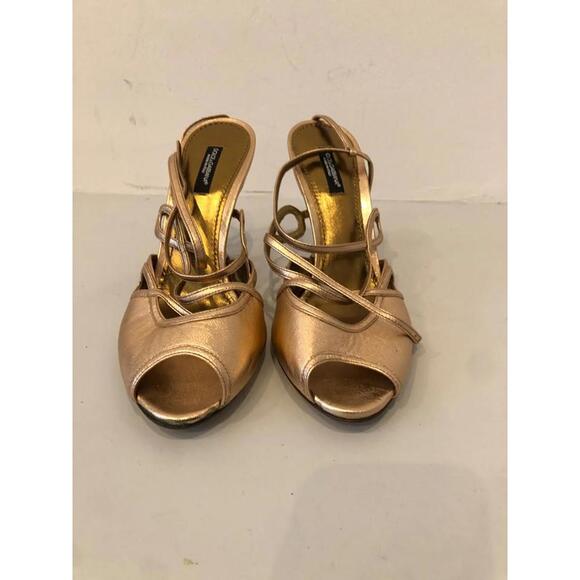 Designers Stylish Gold Open-Toe Heels with Strappy Design - Picture 1 of 3